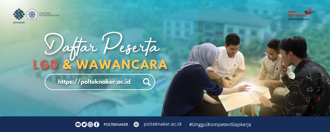Pengumuman Pelaksanaan LGD Dan Wawancara SBT PMB Polteknaker T.A. 2025-2026_Header